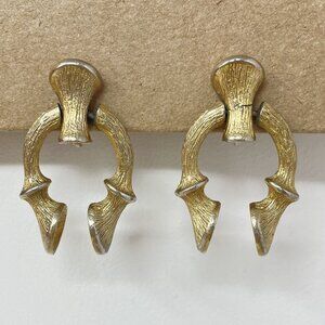 Vintage Sarah Coventry Bamboo-Style Clip-On Earrings Gold-Tone Statement